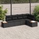 Zestaw 5-częściowy sofa ogrodowa z poduszkami czarny polirattan akacja 1