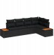 Zestaw 5-częściowy sofa ogrodowa z poduszkami czarny polirattan akacja 2