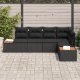Zestaw 5-częściowy sofa ogrodowa z poduszkami czarny polirattan akacja 3