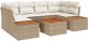 vidaXL 6-częściowy zestaw sof ogrodowych z poduszkami beżowy polirattan akacji 2