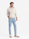 Washowane męskie jeansowe spodnie TAPERED FIT z przetarciami  błękitne V1 OM-PADP-0163 XL 2