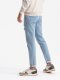 Washowane męskie jeansowe spodnie TAPERED FIT z przetarciami  błękitne V1 OM-PADP-0163 XL 6
