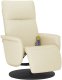 Rozkładany fotel masujący z podnóżkiem, kremowy, sztuczna skóra 1