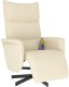 Rozkładany fotel masujący z podnóżkiem, kremowy, sztuczna skóra 1