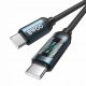 Kabel USB BWOO BWOO kabel Pleciony USB-C - USB-C 1m 60W z animowanym podświetleniem, czarny 2