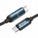 Kabel USB BWOO BWOO kabel Pleciony USB-C - USB-C 1m 60W z animowanym podświetleniem, czarny 3