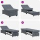vidaXL Sofa łóżko 3-w-1 z funkcją wysuwania ciemnoszara aksamit 4