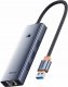 Hub Baseus UltraJoy Series Lite 4-Port USB-A / 3xUSB-A 3.0, RJ45, USB-C 5V (szary) 3