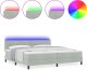 vidaXL Łóżko z materacem i podestem z LED Szare 200x200 cm Aksamit 3