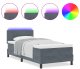 Łóżko Box Spring z materacem i LED szare 90x200 cm welur 2