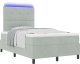 Łóżko Box Spring z materacem i LED Szary Jasny 120x200 cm Aksamit 2
