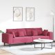 vidaXL Sofa welurowa z poduszką z poduszką Czerwone wino 208 cm Aksamit 1