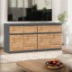 Komoda 160cm Szara Dąb Wotan Szafka Loft Nowoczesna Salon Pokój 4 Szuflady 2