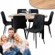 Zestaw Stół Rozkładany Kuchenny Krzesło Komplet Tapicerowane Czarne 6x 1