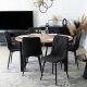 Zestaw Stół Rozkładany Kuchenny Krzesło Komplet Tapicerowane Czarne 6x 2