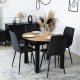 Zestaw Stół Rozkładany Kuchenny Krzesło Komplet Tapicerowane Czarne 6x 3