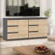 Komoda Nowoczesna Do Sypialni 6 Szuflad 160cm Szara Mat Dąb Sonoma Szafka 2