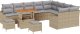 Zestaw 12-osobowy sof ogrodowych z poduszkami Beżowy Polirattan Akacja 1