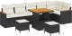 Zestaw sofy ogrodowej vidaXL 9 elementów z poduszkami czarny polirattan akacja 1