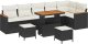 Zestaw 9-elementowy sof ogrodowych z poduszkami Czarny Poli Rattan Akacja 2