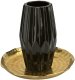 Wazon ceramiczny 26 cm karbowany czarny 6