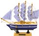Model Kolekcjonerski Dekoracyjny Statek Żaglowiec Biało-Niebieski 16x15cm 3