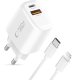 TECH-PROTECT NCA20 2-PORT NETWORK CHARGER PD 20W / QC3.0 + LIGHTNING CABLE WHITE 2
