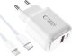 TECH-PROTECT NCA20 2-PORT NETWORK CHARGER PD 20W / QC3.0 + LIGHTNING CABLE WHITE 3