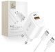 TECH-PROTECT NCA20 2-PORT NETWORK CHARGER PD 20W / QC3.0 + TYPE-C CABLE WHITE 1