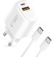 TECH-PROTECT NCA20 2-PORT NETWORK CHARGER PD 20W / QC3.0 + TYPE-C CABLE WHITE 2