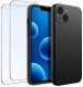 ZESTAW Etui do iPhone 13 | 14 Matowe Czarne Silikon 2 SZTUKI SZKŁO 1