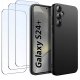 ZESTAW Etui do Samsung S24+ Plus Matowe Czarne Silikon Slim +3 SZTUKI SZKŁO 1