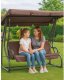 Huśtawka Czteroosobowa Ogrodowa Bujana Daszek Wolnostojąca Brązowa LEAN 8
