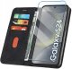 krainaGSM ETUI Z KLAPKĄ do Samsung S24 Zamykane Magnetyczne Kabura Czarne + Szkło 1