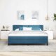 vidaXL Box Spring Łóżko z Materacem i LED Niebieskie 180x200 cm Aksamit Lumarko 1