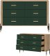 Komoda Szafka z 6 szufladami Szeroka 140 cm Dąb Zielony Złoty DANTE DT04 1