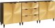 vidaXL Bufet 3 pcs Czarny i złoto 60 x 33 x 75 cm lite drewno mango 1
