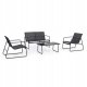 Black Forest Garden Furniture Set, Texteline Two Chairs + Lounger + Folding Table Black 1