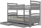 Łóżko piętrowe JULITA 180x90 szare drewniane trzyosobowe z szufladami KOCOT KIDS 2