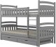 Łóżko piętrowe JULITA 200x80 szare drewniane trzyosobowe z szufladami KOCOT KIDS 1