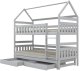 Łóżko piętrowe domek FELIKS 160x80 białe drewniane trzyosobowe z szufladami KOCOT KIDS 2