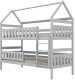 Łóżko piętrowe domek FELIKS 160x80 białe drewniane trzyosobowe KOCOT KIDS 3