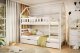 Łóżko piętrowe domek FELIKS 160x80 białe drewniane trzyosobowe KOCOT KIDS 7