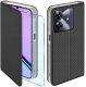 krainaGSM Etui z klapką do Realme Note 60 Zamykane Czarne Futerał + Szkło 9H 1