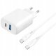 Ładowarka Sieciowa 230v 30w Na Usb-c Usb Type-c + Usb Kabel 1m 60w Usb-c / Wcsp23011002 / Silicone Power 2 / Biały 1