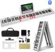 Keyboard Składany 88 Klawiszy MIDI z Bluetooth Podświetleniem Biały 1