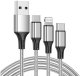 Kabel usb 3w1 do telefonu przewód lightning iphone micro usb type-c 1,2m 2