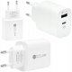 Ładowarka 3w1 Sieciowa Szybka USB / USB-C Kabel USB-C Micro USB Lightning 4