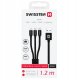 Kabel USB Swissten USB-A - USB-C + microUSB + Lightning 1.2 m Czarny (8595217481541) 1