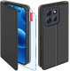 Etui z klapką do Motorola G86 5G Zamykane Czarne Futerał + Szkło 9H 1